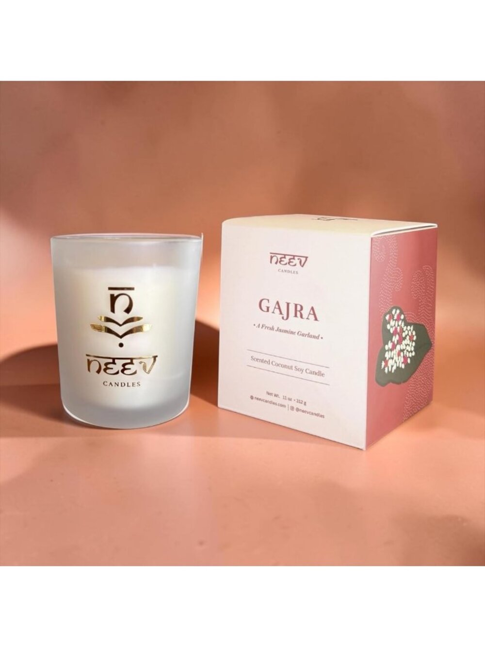 Floral Scented Candle - Jasmine, Honeysuckle & Rose - Hand-Poured Soy Wax, 11 oz